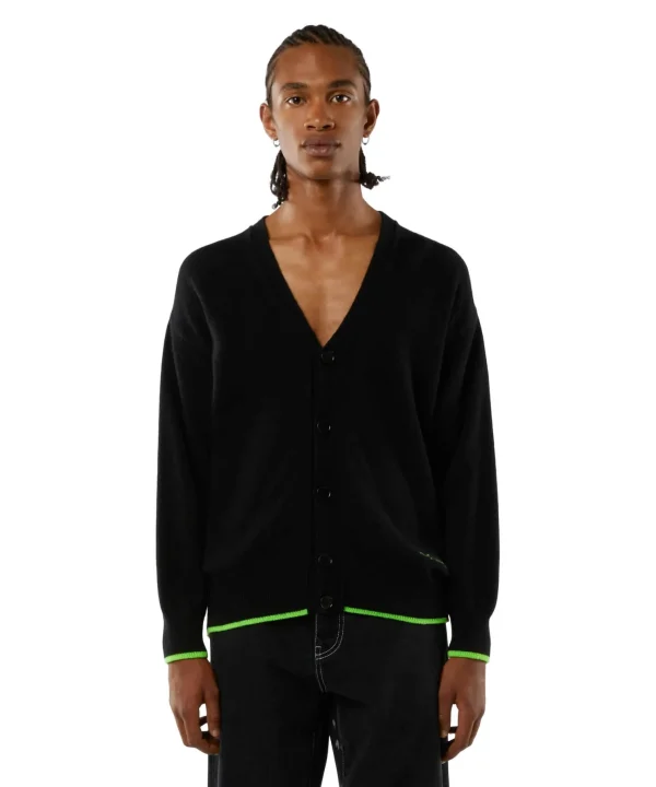 MSGM Cardigan In Lana Vergine E Cashmere Black Online