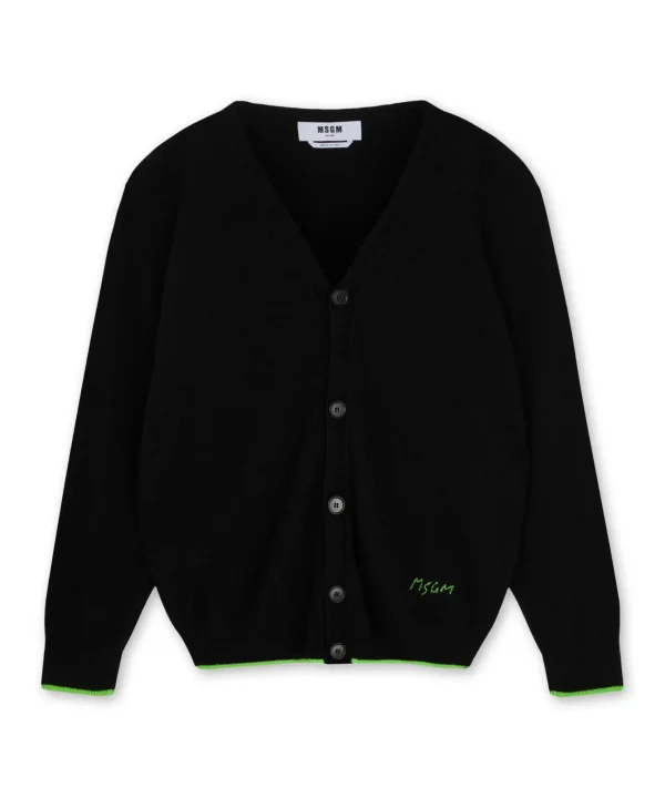 MSGM Cardigan In Lana Vergine E Cashmere Black Online