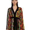 MSGM Cardigan In Maglia Di Cotone Con Rouches Multicolor Black Cheap