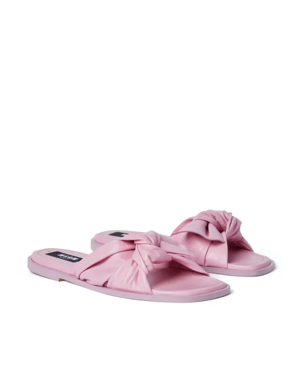 MSGM Ciabatta In Nappa Tinta Unita Con Fascia A Nodo Pink Outlet