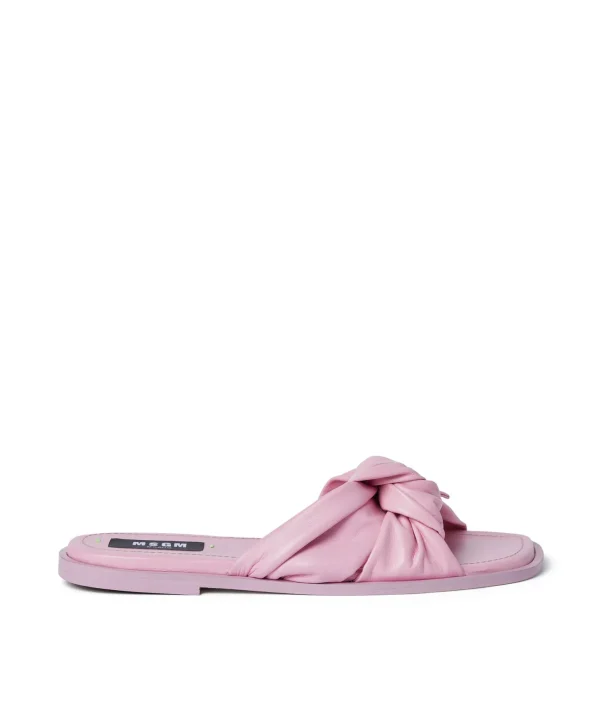 MSGM Ciabatta In Nappa Tinta Unita Con Fascia A Nodo Pink Outlet