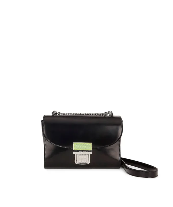 MSGM Clic Bag Con Catena In Ecopelle Spazzolata Black Outlet