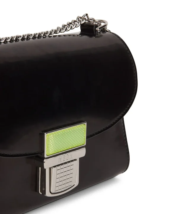 MSGM Clic Bag Con Catena In Ecopelle Spazzolata Black Outlet