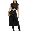 MSGM Crop Top In Eco-Pelle Con Dettaglio Incrocio Black Online