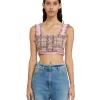 MSGM Crop Top In Tweed Pink Flash Sale