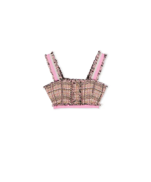 MSGM Crop Top In Tweed Pink Outlet