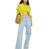 MSGM Crop Top In Viscosa Tinta Unita Con Fiocchi Laterali Lemon Yellow Online