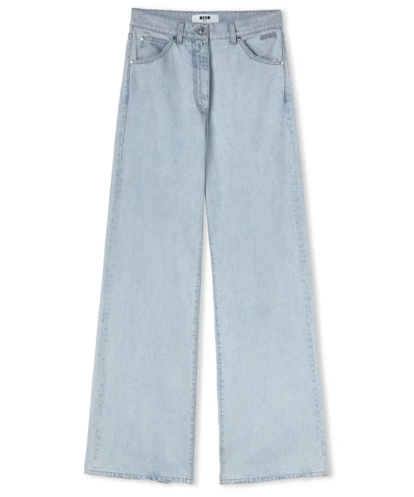 MSGM Denim Taglio Straight Tinta Unita Blue Shop