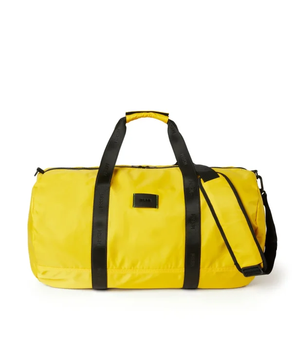 MSGM Duffle In Nylon Signature Yellow Hot