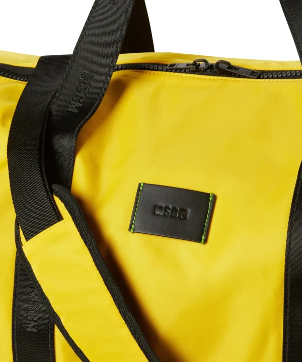 MSGM Duffle In Nylon Signature Yellow Hot