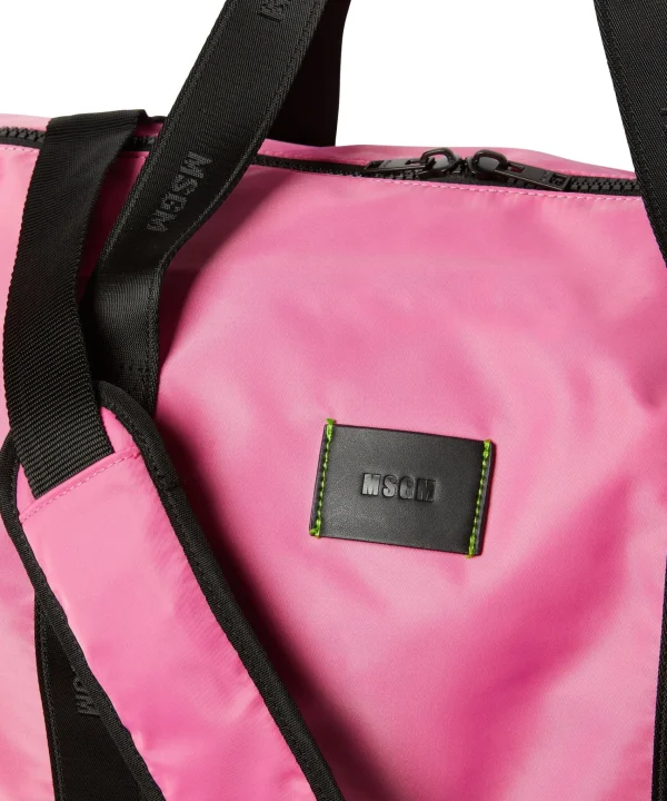 MSGM Duffle In Nylon Signature Pink Fluo Online