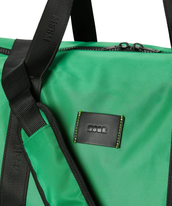 MSGM Duffle In Nylon Signature Green Store