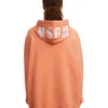 MSGM Felpa Con Cappuccio In Cotone Tinta Unita Con Logo Orange New