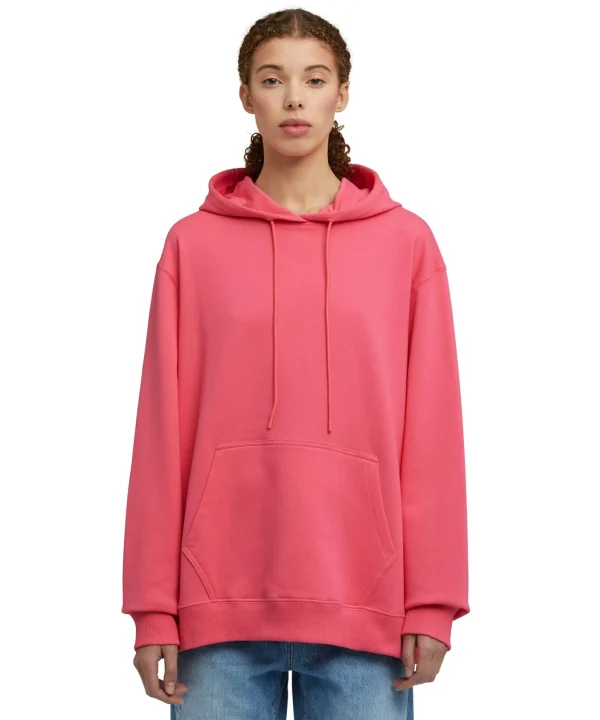 MSGM Felpa Con Cappuccio In Cotone Tinta Unita Con Logo Fucsia New