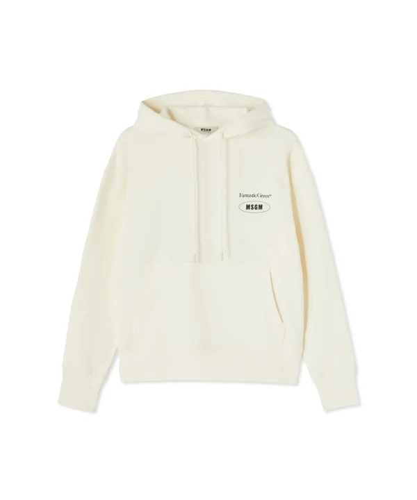 MSGM Felpa Con Cappuccio In Cotone Organico Della Capsule Fantastic Gree Cream Store