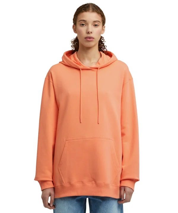 MSGM Felpa Con Cappuccio In Cotone Tinta Unita Con Logo Orange New