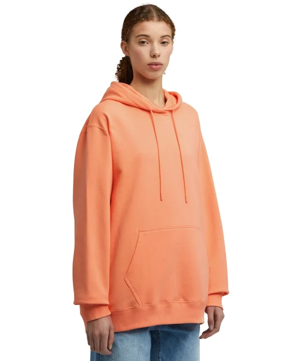 MSGM Felpa Con Cappuccio In Cotone Tinta Unita Con Logo Orange New