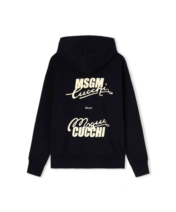 MSGM Felpa Con Cappuccio X Cucchi Dark Blue Online