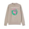 MSGM Felpa Girocollo In Cotone Organico Della Capsule Fantastic Green Beige Outlet