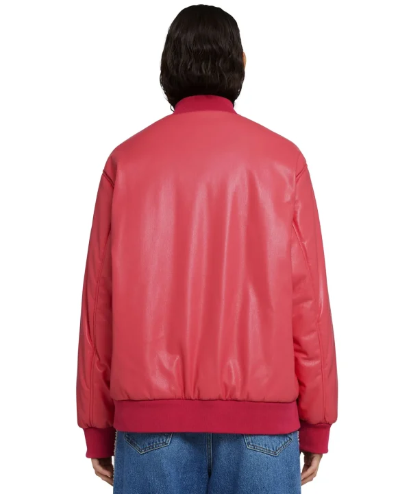 MSGM Giacca Bomber In Eco-Nappa Dark Pink Flash Sale