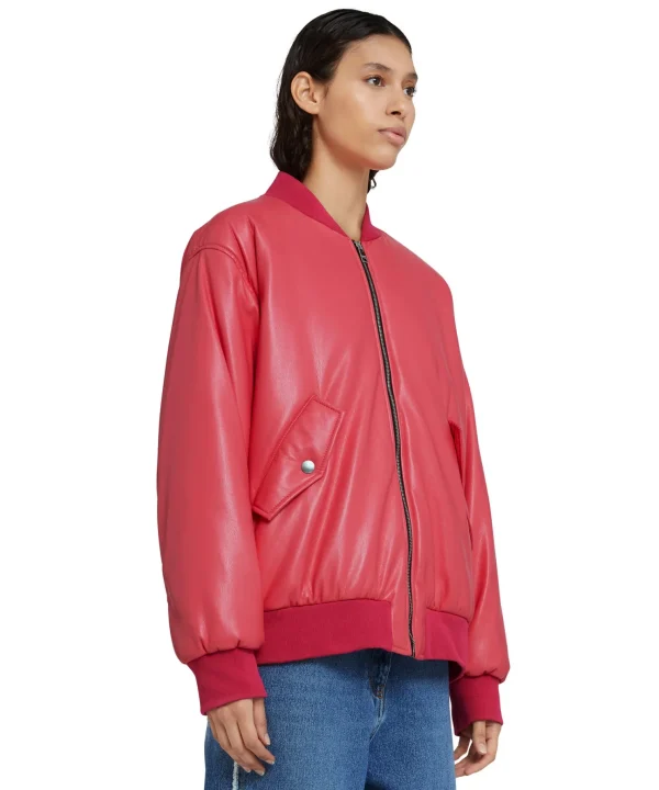 MSGM Giacca Bomber In Eco-Nappa Dark Pink Flash Sale