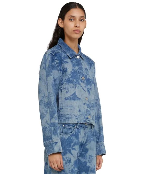 MSGM Giacca Crop In Denim Con Lavorazione "Surfer" A Laser Blue Fashion