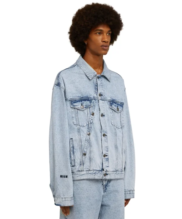 MSGM Giacca Di Jeans Con Dopppia Abbottonatura Blue New