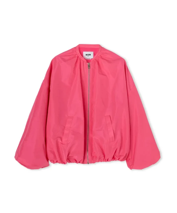 MSGM Giacca In Taffeta Con Maniche A Palloncino Dark Pink Flash Sale