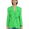 MSGM Giacca Sahariana In Fresco Lana Green Sale