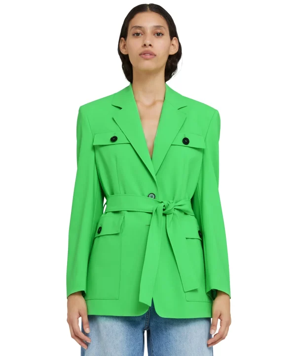 MSGM Giacca Sahariana In Fresco Lana Green Sale