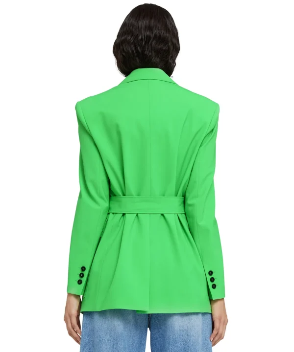 MSGM Giacca Sahariana In Fresco Lana Green Best Sale