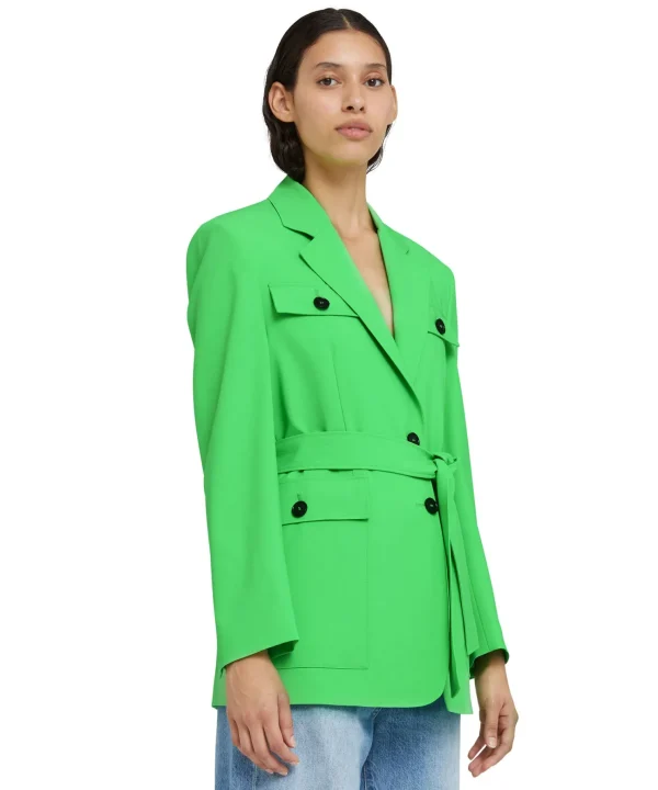 MSGM Giacca Sahariana In Fresco Lana Green Sale