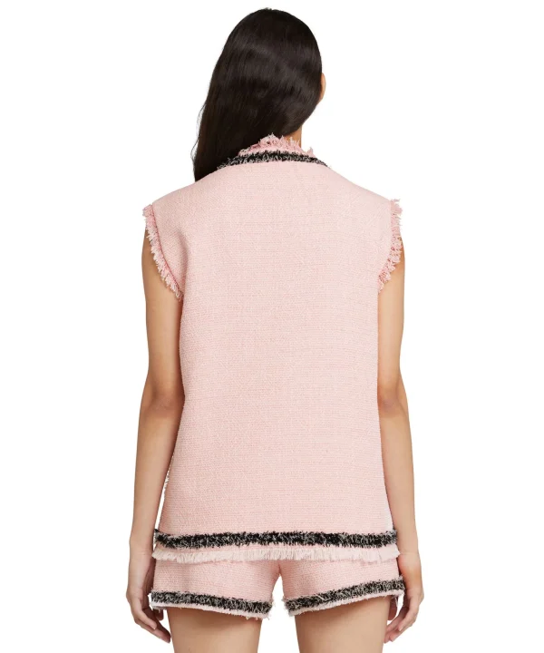 MSGM Gilet In Cotone Tweed Con Bordo Trimmed Pink Cheap