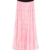 MSGM Gonna Lunga Plissettata In Crepe De Chine Pink Cheap