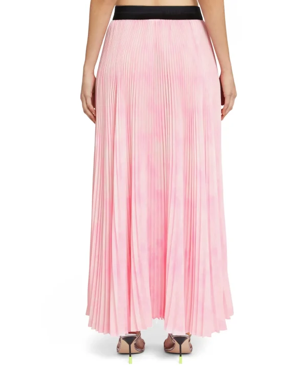 MSGM Gonna Lunga Plissettata In Crepe De Chine Pink Cheap