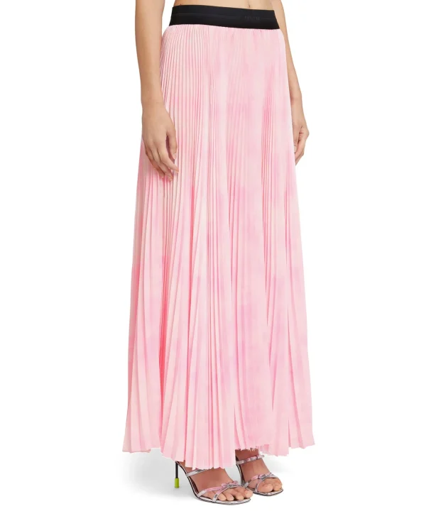 MSGM Gonna Lunga Plissettata In Crepe De Chine Pink Cheap