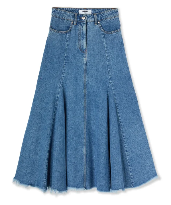 MSGM Gonna Midi Di Denim A Ruota Blue Best