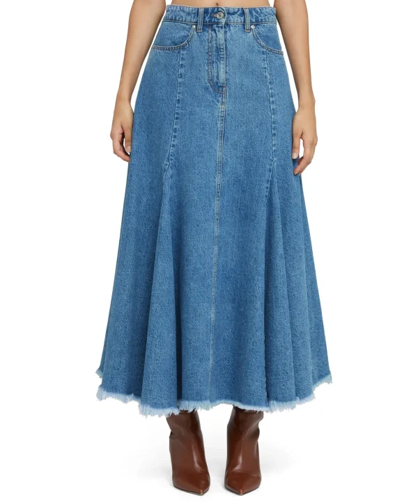 MSGM Gonna Midi Di Denim A Ruota Blue Best