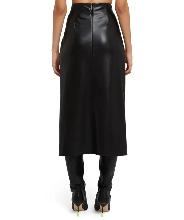 MSGM Gonna Midi In Eco-Pelle Con Dettaglio Incrocio Black Best Sale