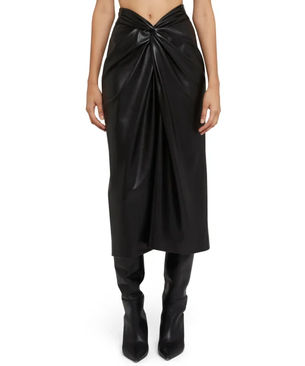 MSGM Gonna Midi In Eco-Pelle Con Dettaglio Incrocio Black Best Sale