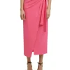 MSGM Gonna Midi In Viscosa Grezza Con Design A Portafoglio Dark Pink Flash Sale