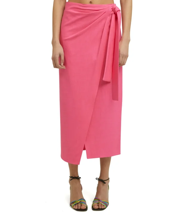 MSGM Gonna Midi In Viscosa Grezza Con Design A Portafoglio Dark Pink Flash Sale