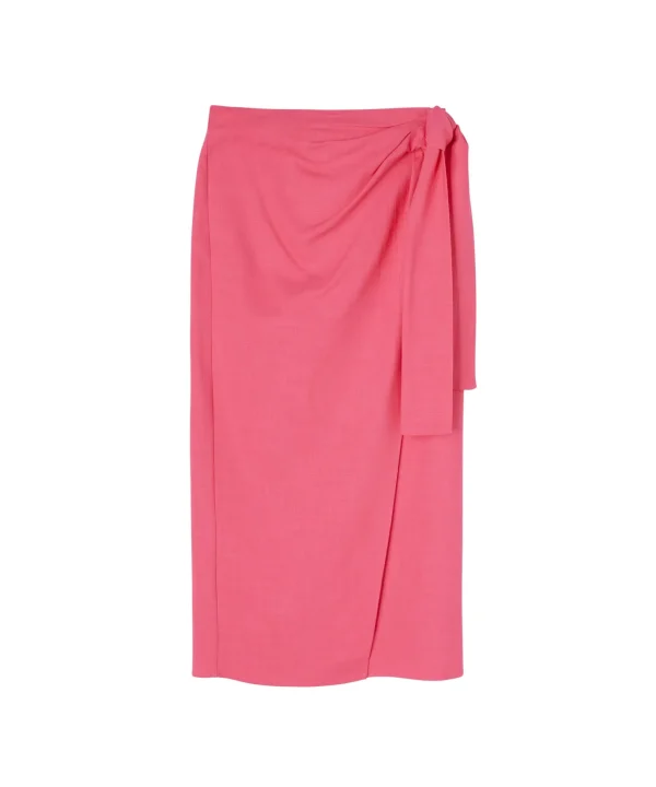 MSGM Gonna Midi In Viscosa Grezza Con Design A Portafoglio Dark Pink Flash Sale