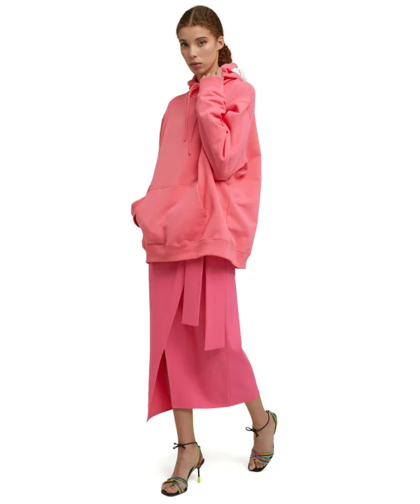 MSGM Gonna Midi In Viscosa Grezza Con Design A Portafoglio Dark Pink Flash Sale