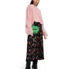 MSGM Gonna Midi Plisse Con Stampa "Fresh Bouquet Techno" Black Hot