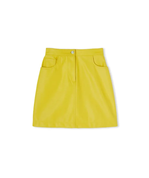 MSGM Gonna Mini A Tubino In Eco-Pelle Lemon Yellow Best