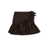 MSGM Gonna Mini In Taffeta Con Design A Portafoglio E Rouches Applicate Chocolate Cheap