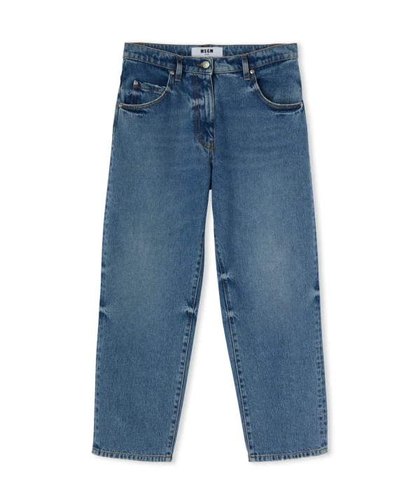 MSGM Jeans A Gamba Dritta In Tinta Unita Blue Online