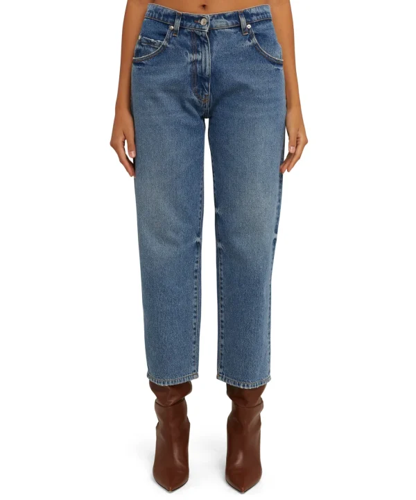 MSGM Jeans A Gamba Dritta In Tinta Unita Blue Hot