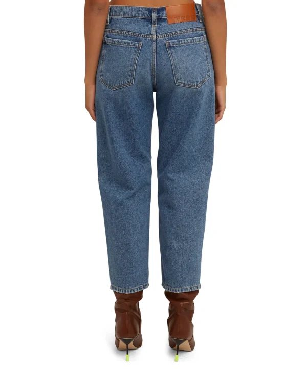 MSGM Jeans A Gamba Dritta In Tinta Unita Blue Hot